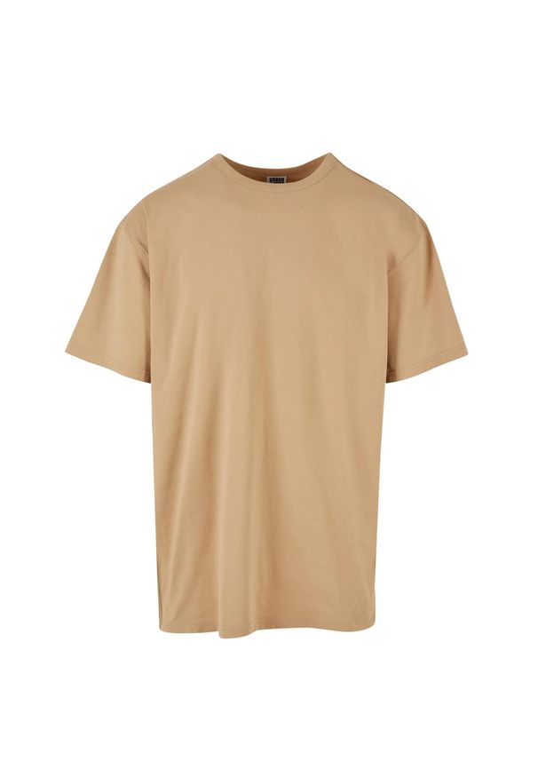 Urban Classics - T-shirt Męski Jeden Kolor Oversized. Kolor: beżowy. Sport: turystyka piesza