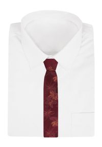 Męski Krawat - Bordowy w Kwiaty - Alties. Kolor: czerwony. Materiał: tkanina. Wzór: kwiaty. Styl: elegancki, wizytowy #2