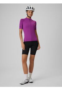 4f - 4F Koszulka kolarska damska - fioletowa L. Kolor: fioletowy. Materiał: skóra, materiał, włókno, tkanina. Długość rękawa: raglanowy rękaw. Długość: długie. Sport: kolarstwo #2