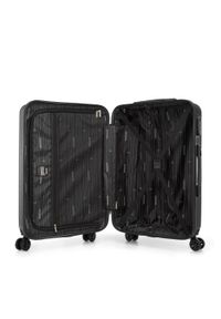 Wittchen - Średnia walizka z ABS-u w ukośne paski czarna. Kolor: czarny. Materiał: guma. Wzór: paski. Styl: elegancki #6