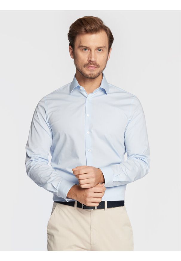 Calvin Klein Koszula K10K109509 Niebieski Slim Fit. Kolor: niebieski. Materiał: bawełna