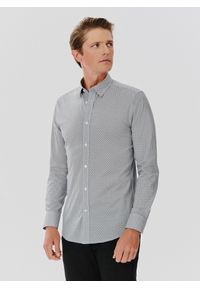 Pako Lorente - PAKO LORENTE – Ciemna koszula męska w geometryczny wzór. Materiał: bawełna, elastan. Długość rękawa: długi rękaw. Długość: długie. Wzór: geometria #9