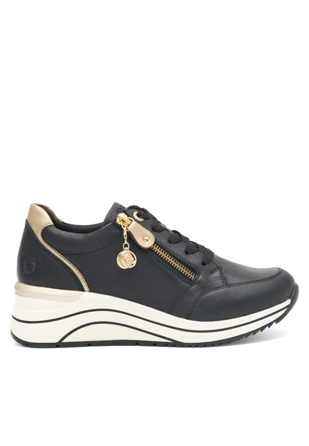 Remonte Sneakersy D0T03-01 Czarny. Kolor: czarny. Materiał: skóra