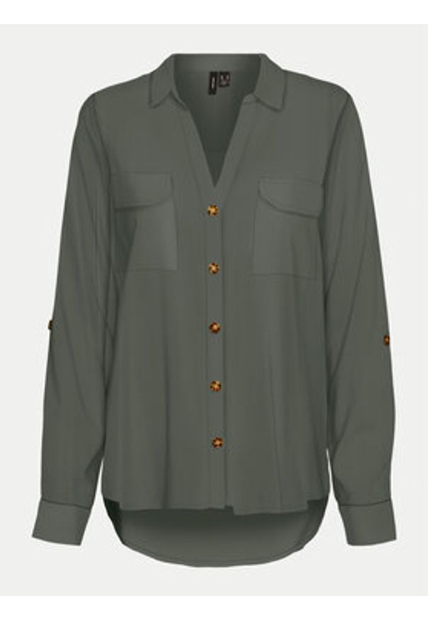 Vero Moda Koszula Bumpy 10275283 Zielony Regular Fit. Kolor: zielony. Materiał: wiskoza