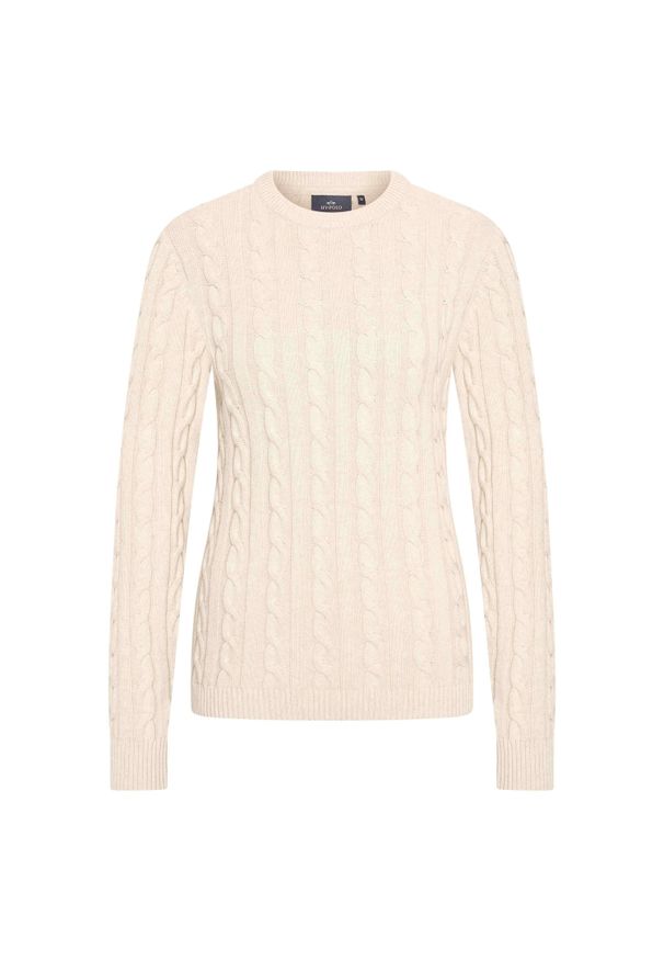 HV POLO - Sweter damski HV Polo Tally. Typ kołnierza: polo. Kolor: biały. Materiał: polar. Sezon: zima