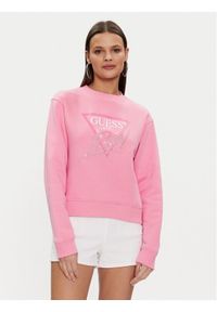 Guess Bluza Cn Icon W4RQ96 KB681 Różowy Regular Fit. Kolor: różowy. Materiał: bawełna