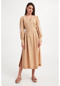 Twinset Milano - Sukienka TWINSET. Materiał: koronka, materiał. Wzór: aplikacja, koronka. Długość: midi