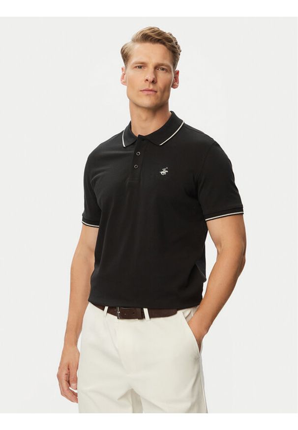 Beverly Hills Polo Club Polo P-SS26M-P42561 Czarny Regular Fit. Typ kołnierza: polo. Kolor: czarny. Materiał: bawełna