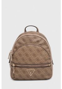 Guess plecak damski kolor beżowy mały wzorzysty. Kolor: beżowy
