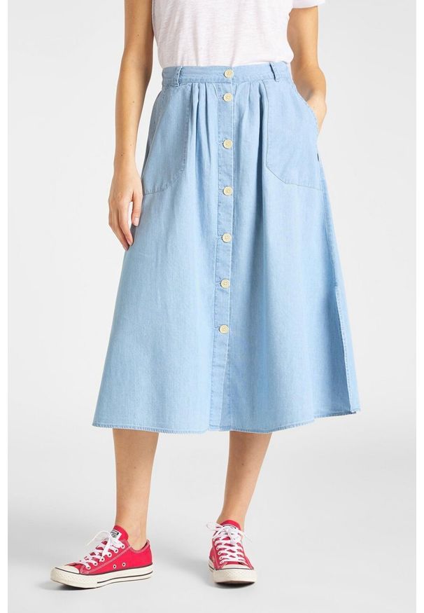 Lee - LEE CHAMBRAY SKIRT DAMSKA SPÓDNICA SUMMER BLUE L38ZBINJ