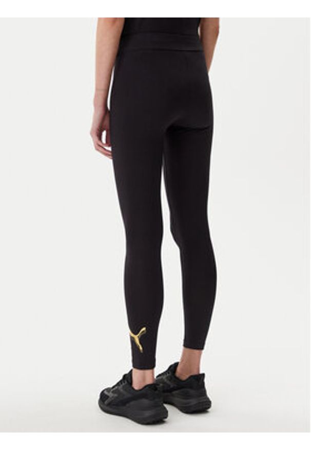 Puma Legginsy Essentials Metallic 685000 Czarny Slim Fit. Kolor: czarny. Materiał: bawełna