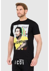 DSQUARED2 Czarny męski t-shirt z bobem marleyem, Rozmiar XL. Kolor: czarny