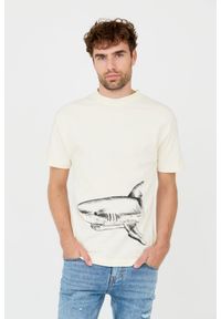 PALM ANGELS Beżowy męski t-shirt Broken Shark, Rozmiar XL. Kolor: beżowy