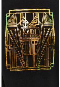 Karl Lagerfeld Bluza 216W1881 kolor czarny z nadrukiem. Okazja: na co dzień. Kolor: czarny. Materiał: dzianina. Wzór: nadruk. Styl: casual #2