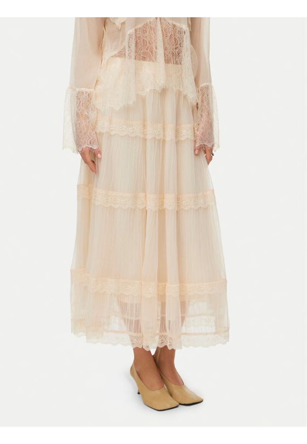 Vero Moda Spódnica midi Kinsley 10346617 Écru Regular Fit. Materiał: syntetyk