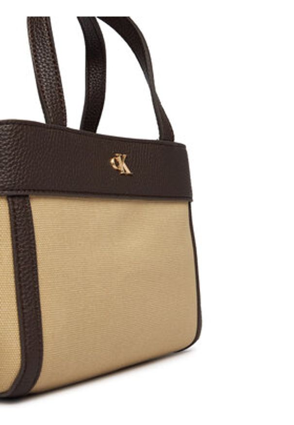 Calvin Klein Torebka Ck Canvas Mini Tote Crossbody LV04F3504G Brązowy. Kolor: brązowy