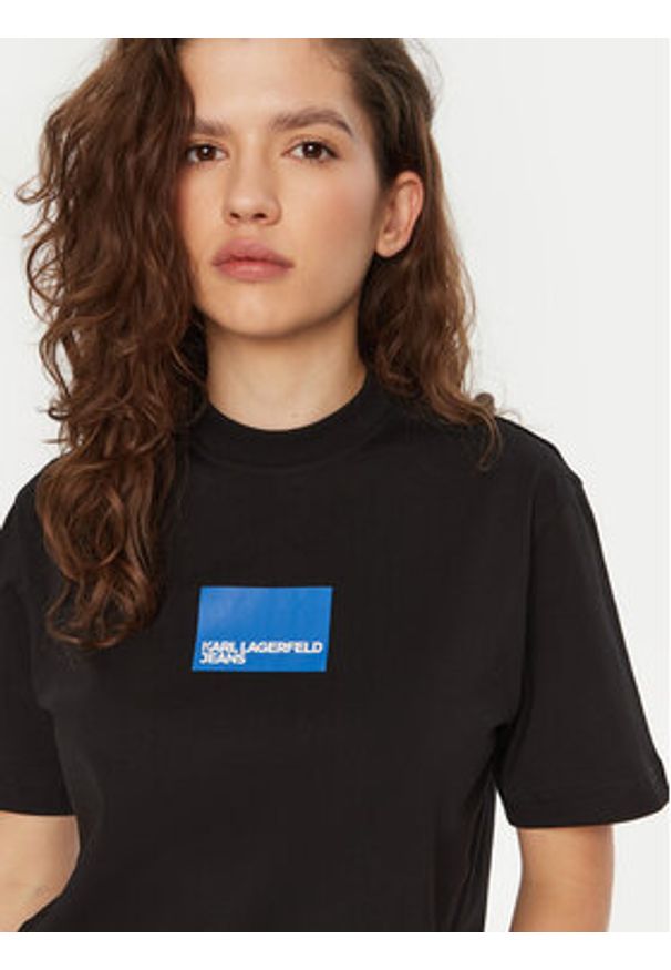 Karl Lagerfeld Jeans T-Shirt A1W17006 Czarny Regular Fit. Kolor: czarny. Materiał: bawełna
