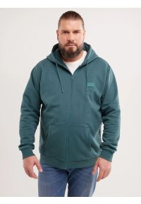 Big-Star - Bluza męska rozpinana z kapturem zielona Artish 304. Okazja: na co dzień. Typ kołnierza: kaptur. Kolor: zielony. Materiał: dzianina, dresówka, jeans, materiał, bawełna. Wzór: ze splotem. Styl: casual, sportowy #6