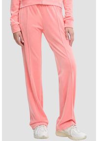 Juicy Couture - JUICY COUTURE Brzoskwiniowe damskie spodnie z cyrkoniami Tina, Rozmiar XS. Kolor: różowy. Materiał: materiał #3