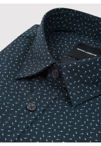 Pako Lorente - PAKO LORENTE – Granatowa koszula we wzór geometryczny. Kolor: niebieski. Materiał: bawełna, elastan. Długość rękawa: długi rękaw. Długość: długie. Wzór: geometria #3