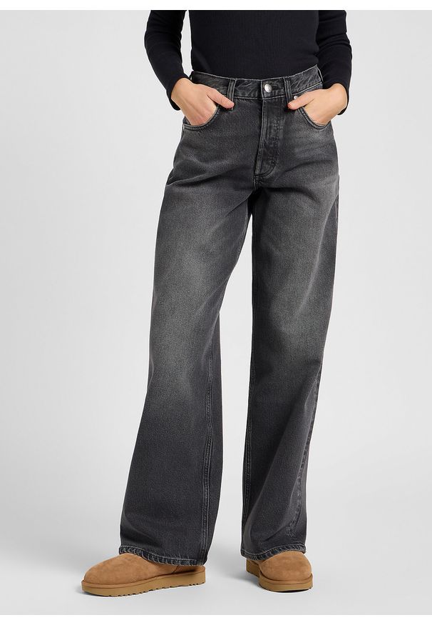 Lee - DAMSKIE SPODNIE LEE LOW SLUNG SLOUCH CHARRED BLACK 112371088