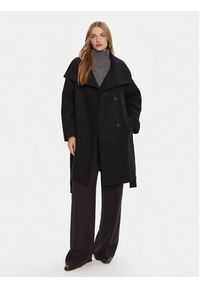 Calvin Klein Płaszcz wełniany LV044D557G Czarny Regular Fit. Kolor: czarny. Materiał: wełna #6