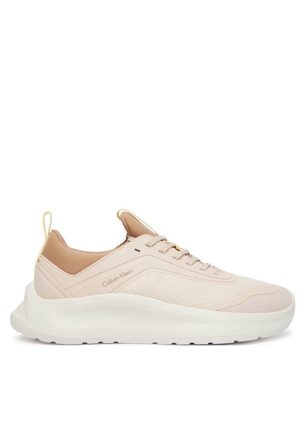Sneakersy Calvin Klein. Kolor: beżowy. Materiał: mesh. Sport: bieganie