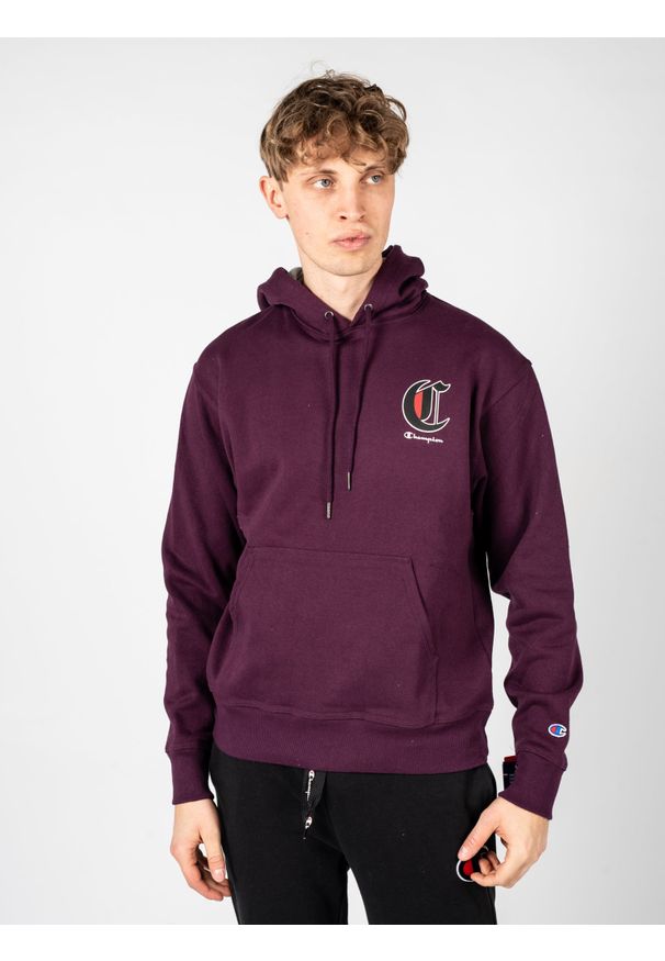 Champion Bluza "Hoodie" | HBGF89H586NKA | Mężczyzna | Fioletowy. Okazja: na co dzień. Typ kołnierza: kaptur. Kolor: fioletowy. Materiał: bawełna, poliester. Wzór: aplikacja, nadruk. Styl: casual