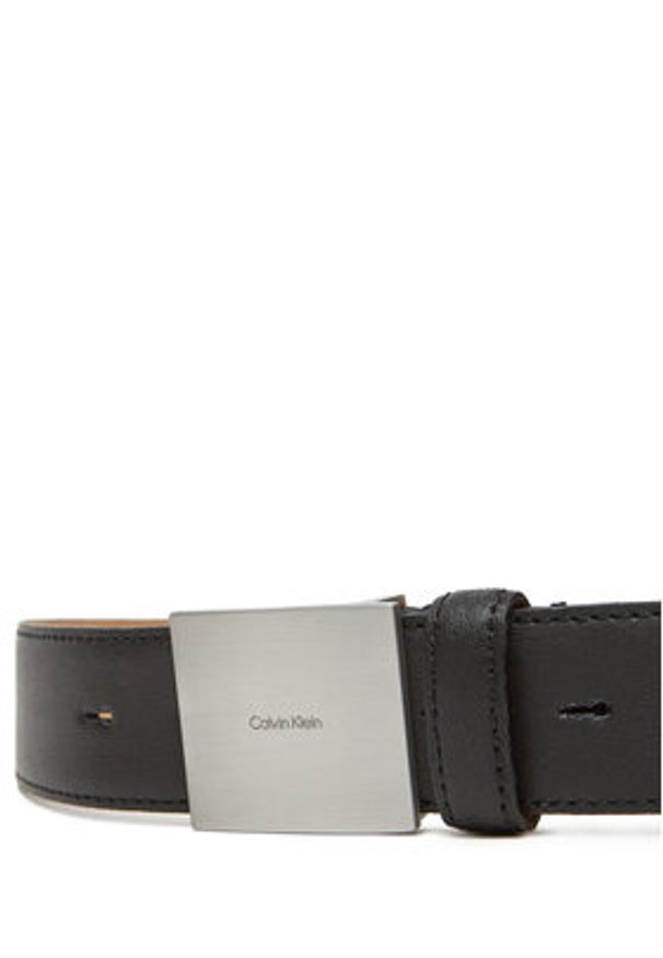 Calvin Klein Pasek Męski Plaque Buckle 35Mm LV04D7013G Czarny. Kolor: czarny. Materiał: skóra