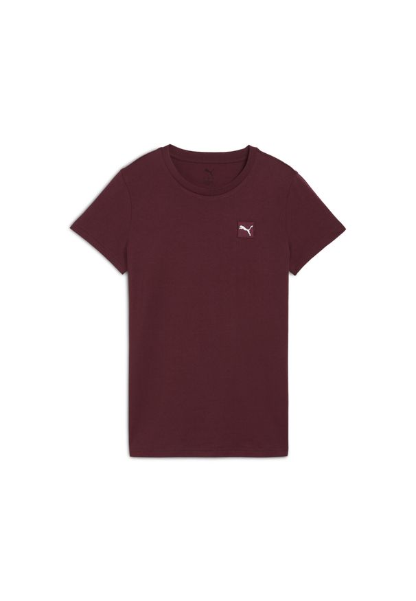 Puma - Damska koszulka ESS ELEVATED PUMA. Kolor: czerwony, biały, wielokolorowy. Wzór: aplikacja, haft. Sport: bieganie