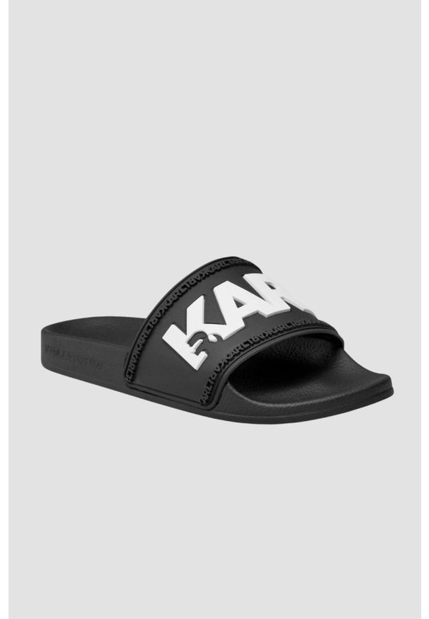Karl Lagerfeld - KARL LAGERFELD Czarne klapki Kondo Karl Logo Slide, Rozmiar 46. Kolor: czarny