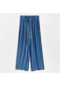 Reserved - Spodnie z Tencelu™ Lyocellu - Granatowy. Kolor: niebieski #1