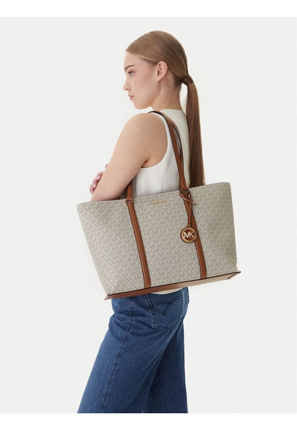 MICHAEL Michael Kors Torebka Temple Tote 30R4G1LT3B Beżowy. Kolor: beżowy. Materiał: skórzane