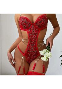 Intica - Body damskie haftowane z wycięciami na specjalne okazje Donna. Kolor: czarny. Materiał: materiał. Wzór: haft #8