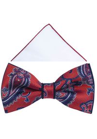 Modini - Czerwona mucha we wzór - paisley A313. Kolor: czerwony. Materiał: bawełna, poliester, tkanina. Wzór: paisley. Styl: elegancki #1