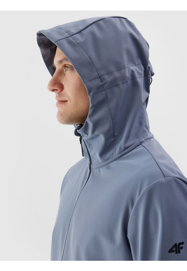 4f - 4F Kurtka softshell wiatroodporna membrana 5000 męska - niebieska 3XL. Typ kołnierza: kołnierzyk stójkowy, kaptur. Kolor: niebieski. Materiał: softshell. Technologia: Windstopper. Sezon: zima. Sport: wspinaczka