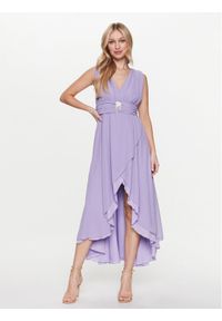 ViCOLO Sukienka koktajlowa TE0064 Fioletowy Regular Fit. Kolor: fioletowy. Materiał: syntetyk. Styl: wizytowy #1