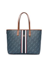 TOMMY HILFIGER - Tommy Hilfiger Torebka Th Monoplay Tote Stripe Le AW0AW18390 Niebieski. Kolor: niebieski. Materiał: skórzane #6