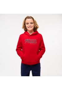 Bluza dziecięca Puma z kapturem. Typ kołnierza: kaptur. Kolor: czerwony. Materiał: bawełna, materiał