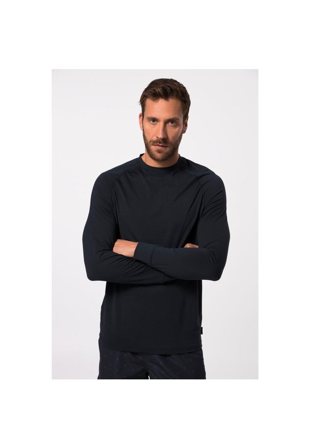 JAY-PI - Męska Koszulka do pływania długi rękaw ochrona UV okrągły dekolt. Kolekcja: plus size. Kolor: niebieski. Materiał: elastan, poliester, materiał. Długość rękawa: długi rękaw. Długość: długie. Sport: pływanie