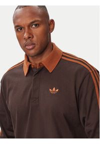 Adidas - adidas Bluza 3-Stripes Rugby Longsleeve Polo KE4112 Brązowy Regular Fit. Typ kołnierza: polo. Kolor: brązowy. Materiał: bawełna. Długość rękawa: długi rękaw #2