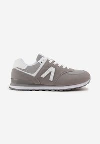 Renee - Szare Sneakersy Ozdobione Geometrycznym Motywem Rilenessa. Okazja: na co dzień. Kolor: szary. Materiał: jeans. Wzór: aplikacja, geometria