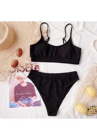 Intica - Strój kąpielowy dwuczęściowy sportowy na plażę i basen Miryam. Kolor: czarny. Materiał: materiał #1