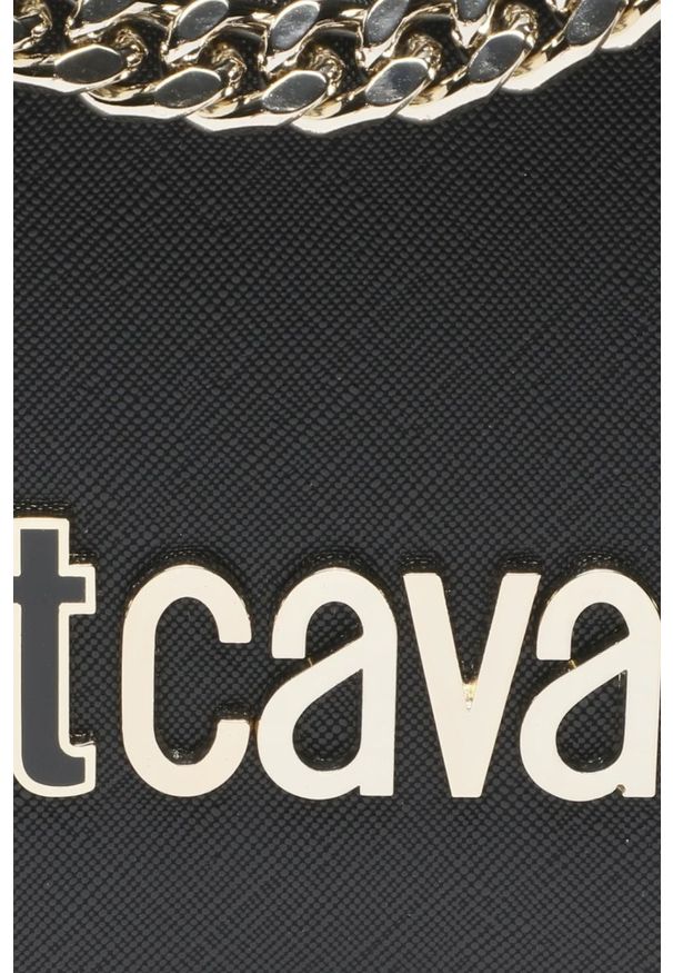 Just Cavalli - JUST CAVALLI Czarna torebka Range Metal Lettering. Kolor: czarny