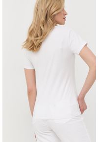 Liu Jo t-shirt damski kolor biały. Okazja: na co dzień. Kolor: biały. Materiał: materiał. Wzór: nadruk. Styl: casual