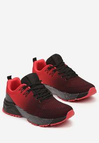 Born2be - Czerwono-Czarne Płaskie Sznurowane Buty Sportowe Sneakersy Risavette. Okazja: na co dzień. Kolor: czerwony #6