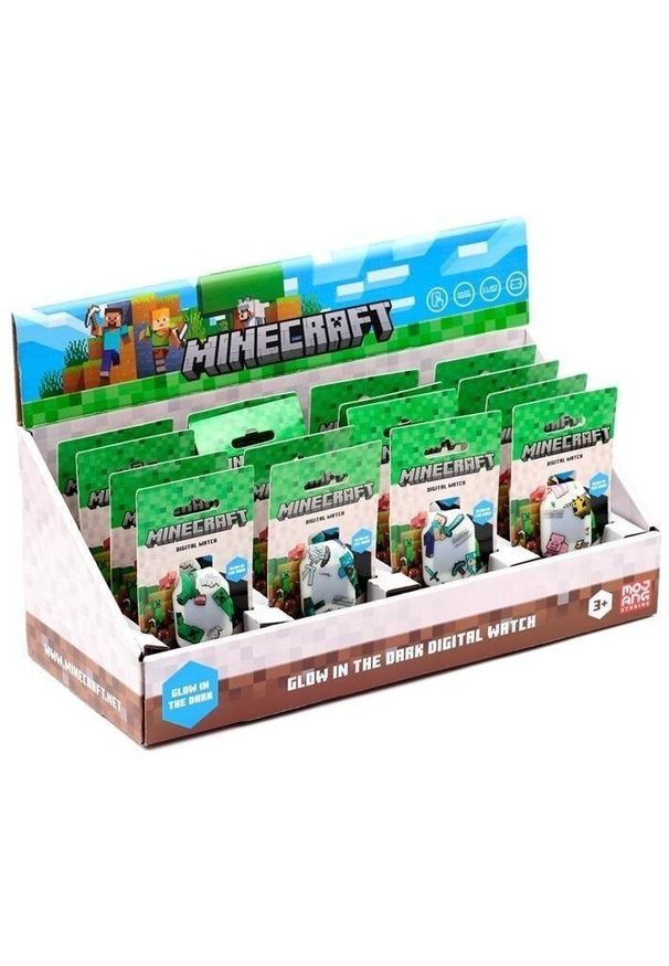 Puckator - Zegarek cyfrowy silikonowy świeci Minecraft. Rodzaj zegarka: cyfrowe