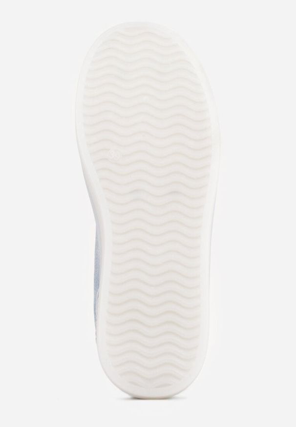 Born2be - Niebieskie Sneakersy na Grubej Podeszwie Ozdobione Denimem Eriphithea. Okazja: na co dzień. Kolor: niebieski. Materiał: denim. Wzór: aplikacja