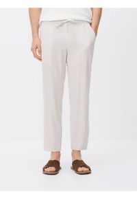 Reserved - Spodnie carrot z lnem - jasnoszary. Kolor: szary. Materiał: len #1