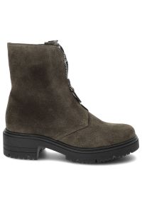 Zielone Botki Armodo Damskie Modne Obuwie. Zapięcie: zamek. Kolor: zielony. Materiał: nubuk. Styl: elegancki #8